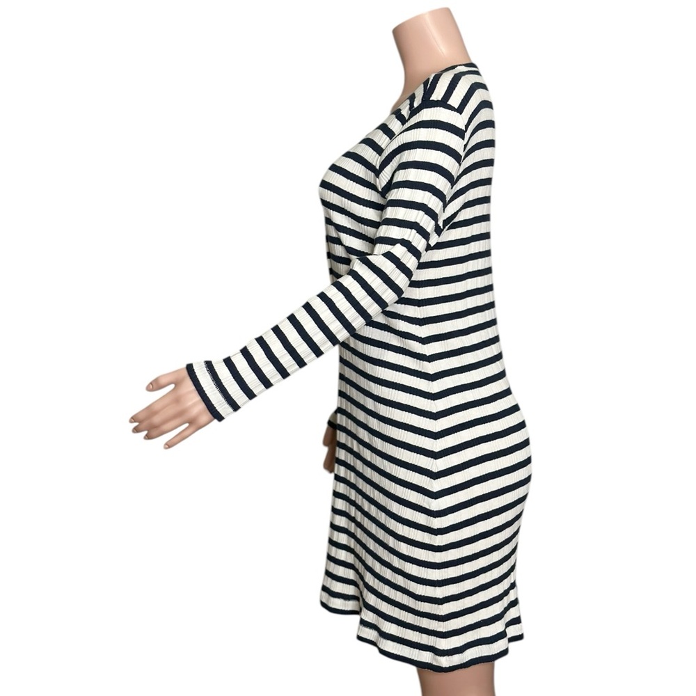 DÔEN Como Henley Sweater Dress, Marina San Simeon Stripe, XL - Picture 3 of 7